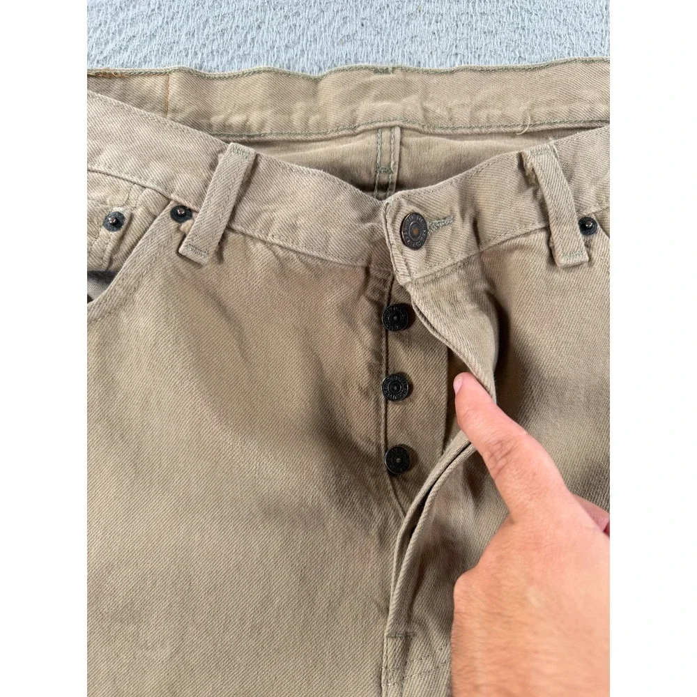 Levi's 501 Jeans Mens 34x33 Beige Denim Mid Rise Straight Leg Button Fly